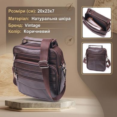 Практична чоловіча сумка шкіряна 21274 Vintage Коричнева