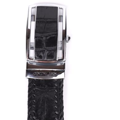 Ремінь-автомат CROCODILE LEATHER 18010 з натуральної шкіри крокодила Чорний