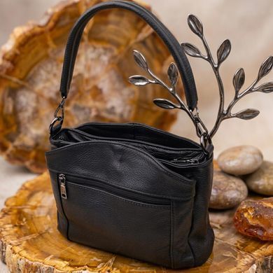 Сумка на плечо из натуральной кожи для женщин Vintage 23007 Черный