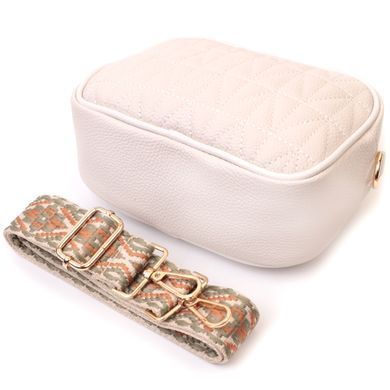 Стильная стеганая женская сумка из натуральной кожи Vintage 22611 Белый