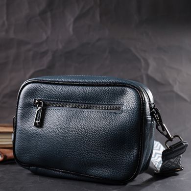 Шкіряна сумка з палітурками для стильних жінок Vintage 22408 Синя