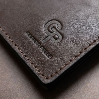 Кожаный мужской зажим для денег с монетницей GRANDE PELLE 11547 Коричневый