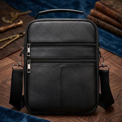 Мессенджер мужской кожаный 20347 Vintage Черный
