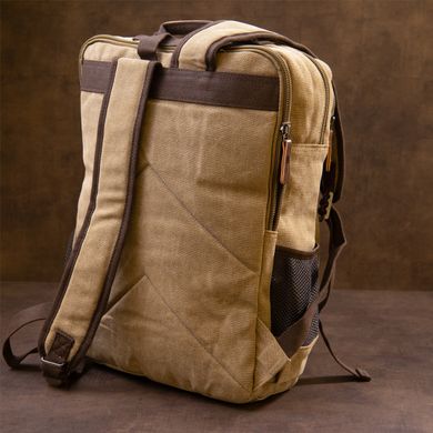 Рюкзак текстильний дорожній унісекс на два відділення Vintage 20616 Бежевий