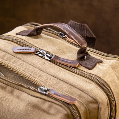 Рюкзак текстильний дорожній унісекс на два відділення Vintage 20616 Бежевий
