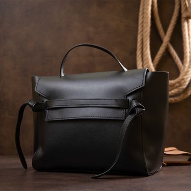 Сумка з клапаном із шкірзамінника Vintage sale_14949 Чорна