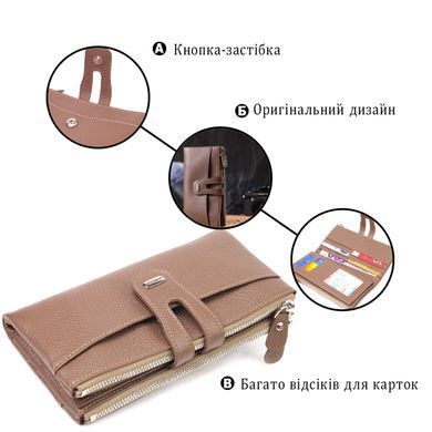 Интересный кошелек из натуральной зернистой кожи CANPELLINI 21634 Бежевый