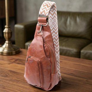 Женская сумка из экокожи с акцентом на текстильную лямку Vintage 22773 Рыжий