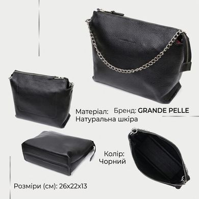 Якісна жіноча сумка з натуральної шкіри GRANDE PELLE 11655 Чорна