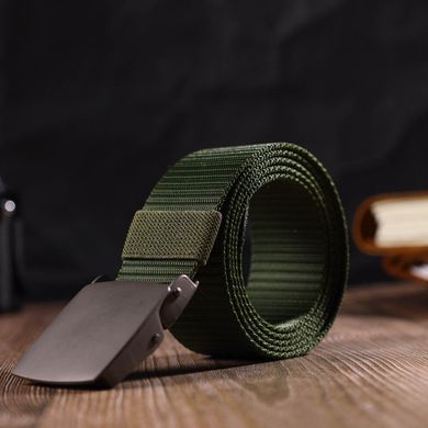 Міцний чоловічий ремінь з металевою пряжкою з текстилю 20595 Vintage Зелений