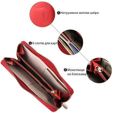 Жіночий гаманець з матової натуральної шкіри Tony Perotti 20834_1 (2250 rosso) Червоний