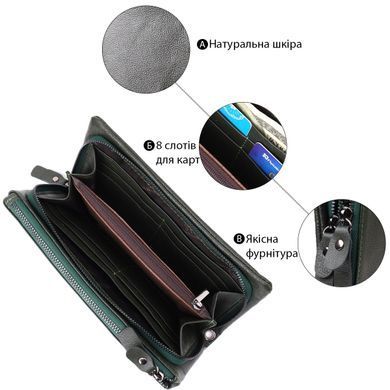 Зручний гаманець для жінок з ременем з натуральної шкіри ST Leather 23104 Зелений