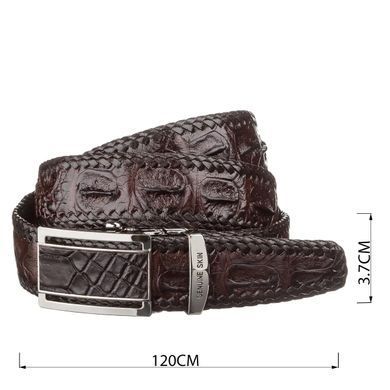 Ремень-автомат CROCODILE LEATHER 18171 из натуральной кожи крокодила Коричневый