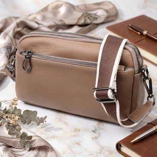 Жіноча стильна сумка з натуральної шкіри Vintage 22599 Бежева