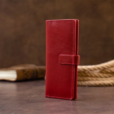 Вертикальный женский бумажник глянцевый Anet на кнопке GRANDE PELLE 11325 Красный
