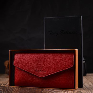 Комбинированное женское большое портмоне из натуральной кожи Tony Bellucci 21974 Красный