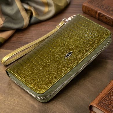 Кошелек женский на одну молнию из экокожи лаковый хамелеон KIVI 19027 Зеленый