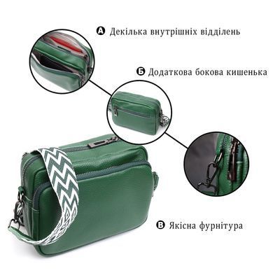 Модная женская сумка кросс-боди из натуральной кожи Vintage 22296 Зеленая
