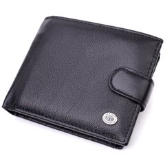 Мужской горизонтальный бумажник из натуральной кожи ST Leather 22466 Черный