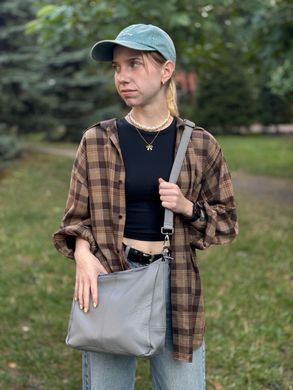Жіноча сумка з двома ремінцями із натуральної шкіри Vintage 23054 Сірий