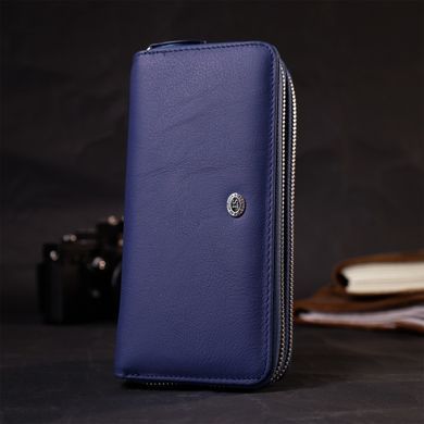 Жіночий гаманець клатч з натуральної шкіри для карток та купюр ST Leather 19431 Синій