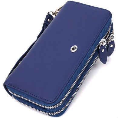 Жіночий гаманець клатч з натуральної шкіри для карток та купюр ST Leather 19431 Синій