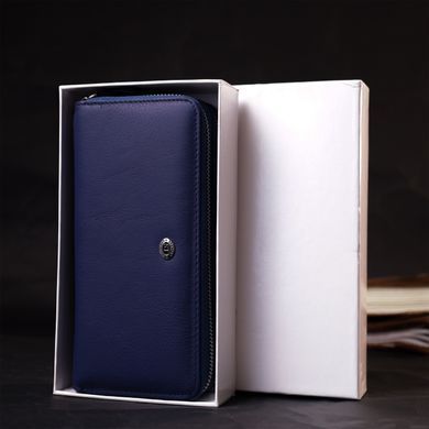 Жіночий гаманець клатч з натуральної шкіри для карток та купюр ST Leather 19431 Синій