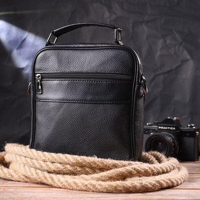 Качественная мужская сумка из натуральной кожи 21278 Vintage Черная