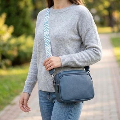 Интересная женская сумка кросс-боди из натуральной кожи Vintage 22297 Синяя