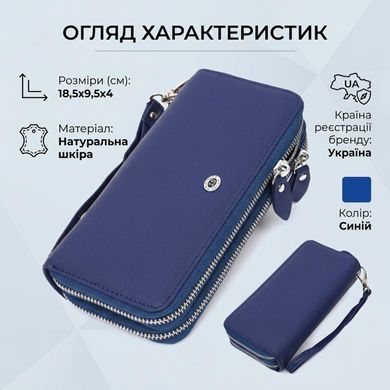 Жіночий гаманець клатч з натуральної шкіри для карток та купюр ST Leather 19431 Синій