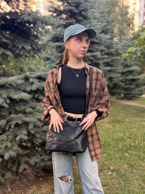 Невелика жіноча сумка з двома ремінцями з натуральної шкіри Vintage 23014 Чорний