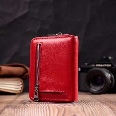 Кожаный женский кошелек на молнии с металлическим логотипом производителя ST Leather 19484 Красный