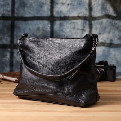 Невелика жіноча сумка з двома ремінцями з натуральної шкіри Vintage 23014 Чорний