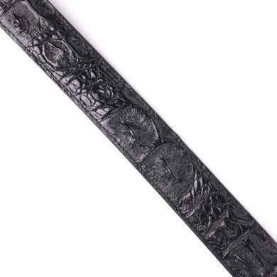 Ремень-автомат CROCODILE LEATHER 18236 из натуральной кожи крокодила (каймана) Черный