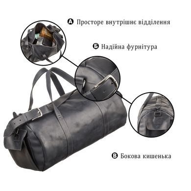 Сумка дорожная Grande Pelle 11046 из винтажной кожи Черная