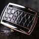 Ремень-автомат CROCODILE LEATHER 18236 из натуральной кожи крокодила (каймана) Черный