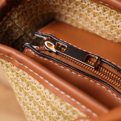 Вместительная женская сумка на лето из качественного текстиля Vintage sale_15137 Коричневый