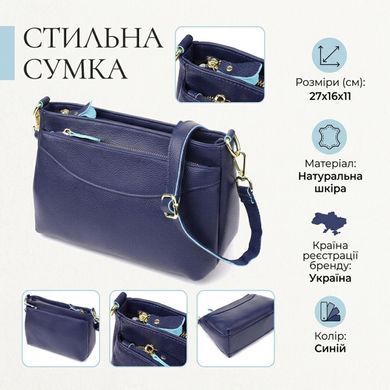 Женская кожаная сумка с жестким дном Vintage 22986 Синий