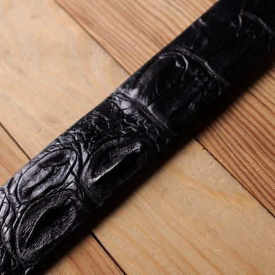 Ремінь-автомат CROCODILE LEATHER 18239 з натуральної шкіри крокодила Чорний