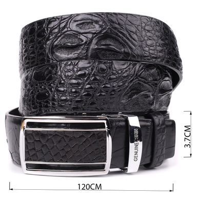 Ремінь-автомат CROCODILE LEATHER 18239 з натуральної шкіри крокодила Чорний
