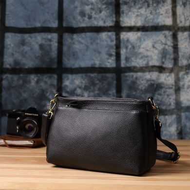 Классическая женская сумка с жестким дном из натуральной кожи Vintage 22987 Черный