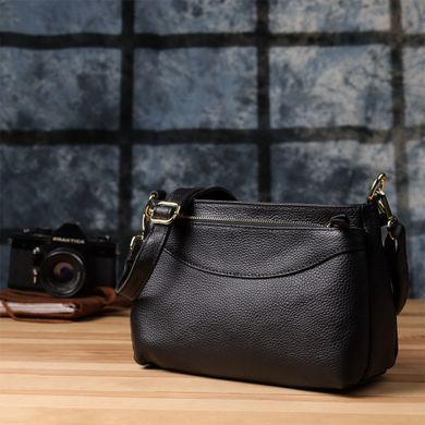 Классическая женская сумка с жестким дном из натуральной кожи Vintage 22987 Черный