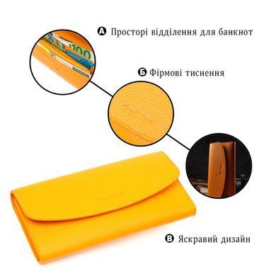 Відмінний жіночий гаманець з монетницею на блискавці з натуральної шкіри Tony Bellucci 21978 Жовтий