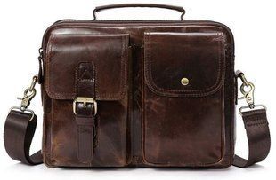 Ділова сумка на плече шкіряна Vintage 14820 Коричнева