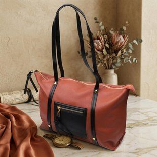 Містка двокольорова сумка жіноча з натуральної шкіри Vintage 22301 Коричнева