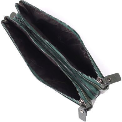 Красивий шкіряний гаманець на три відділення ST Leather 23110 Зелений