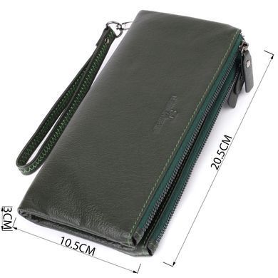 Красивий шкіряний гаманець на три відділення ST Leather 23110 Зелений