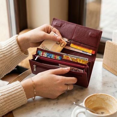 Женский оригинальный кошелек из натуральной кожи ST Leather 22522 Бордовый