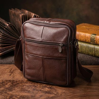 Зручна чоловіча сумка з натуральної шкіри 22858 Vintage Коричневий