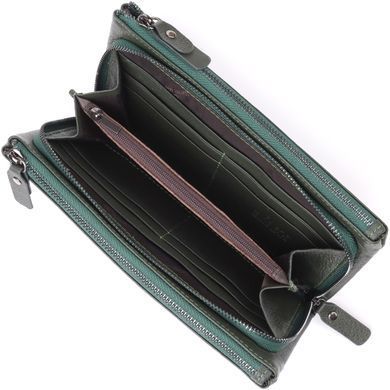 Красивий шкіряний гаманець на три відділення ST Leather 23110 Зелений